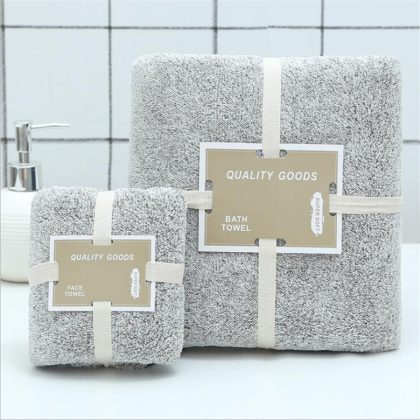 2PCS Soft Absorbent Bamboo Carbon Fiber Velvet Bath Towel Sets