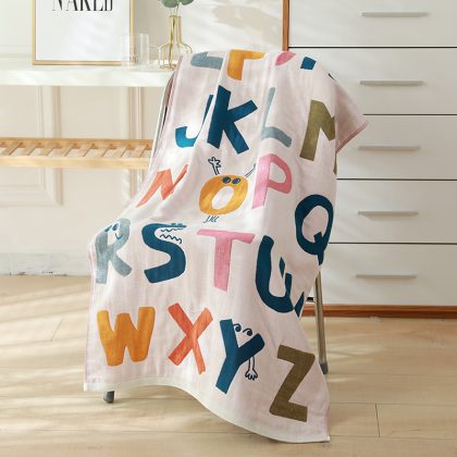 70x140CM Alphabet Pattern Cotton Quick Dry Large Bath Towel
