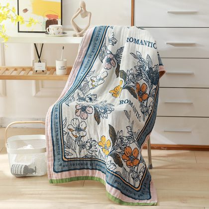 Summer Flower Pure Cotton Thickened Large-Sized  Multi-Functional Household Bath Towel Blanket